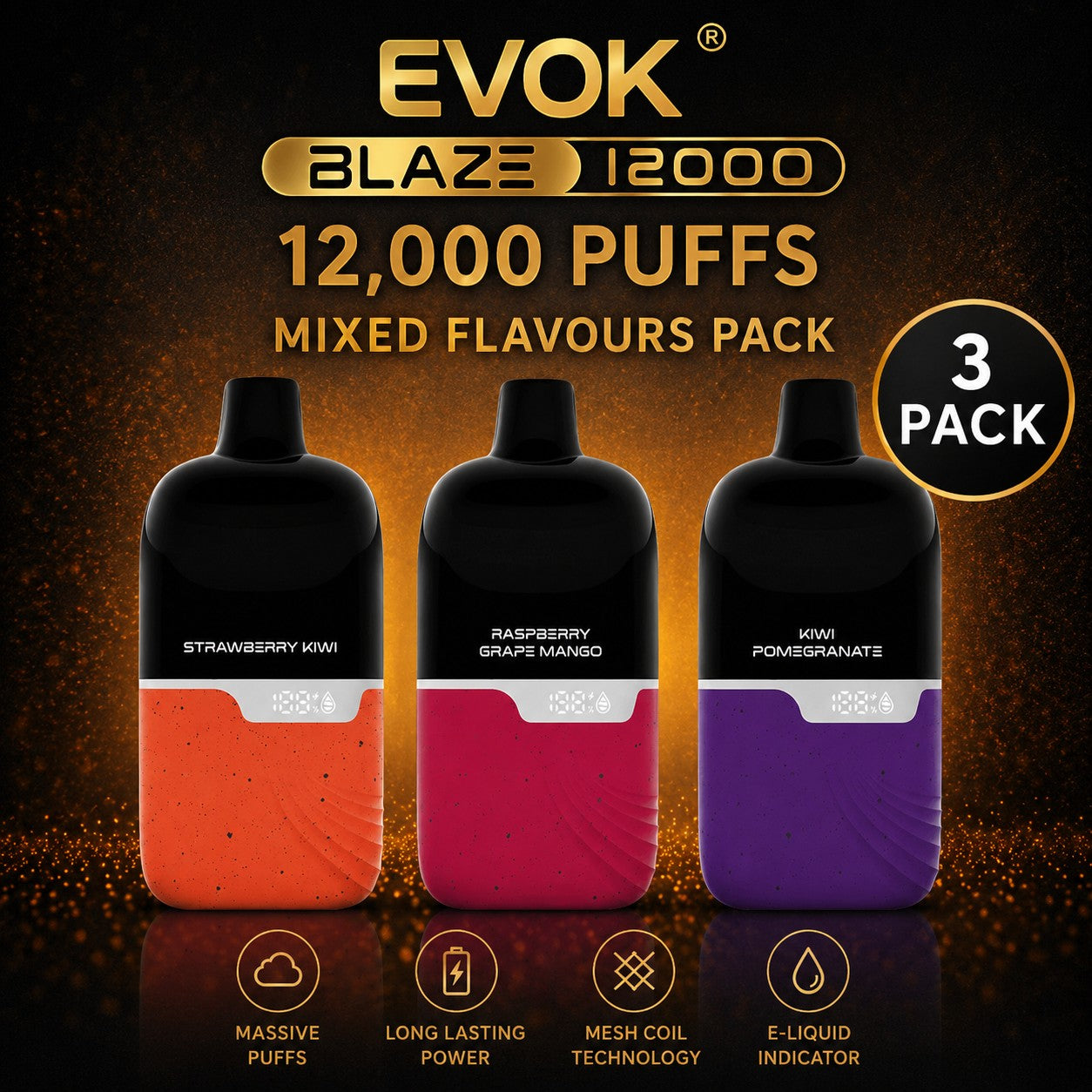 Evok Blaze 12000 - 3 Pack ($58.99 each) SWC AUS - Vapes