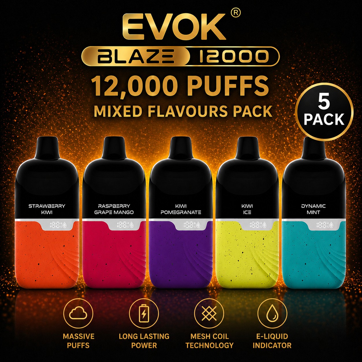 Evok Blaze 12000 - 5 Pack ($57.99 each) SWC AUS - Vapes